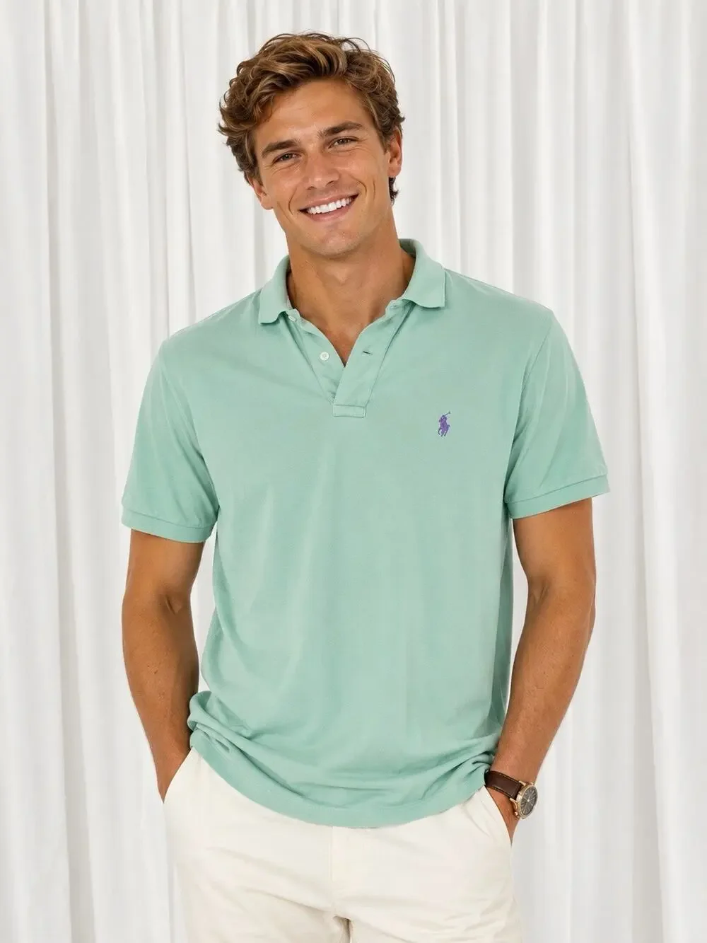 Polo Ralph Lauren Mens Classic Short Sleeve Polo Shirt Mint Green Size Large